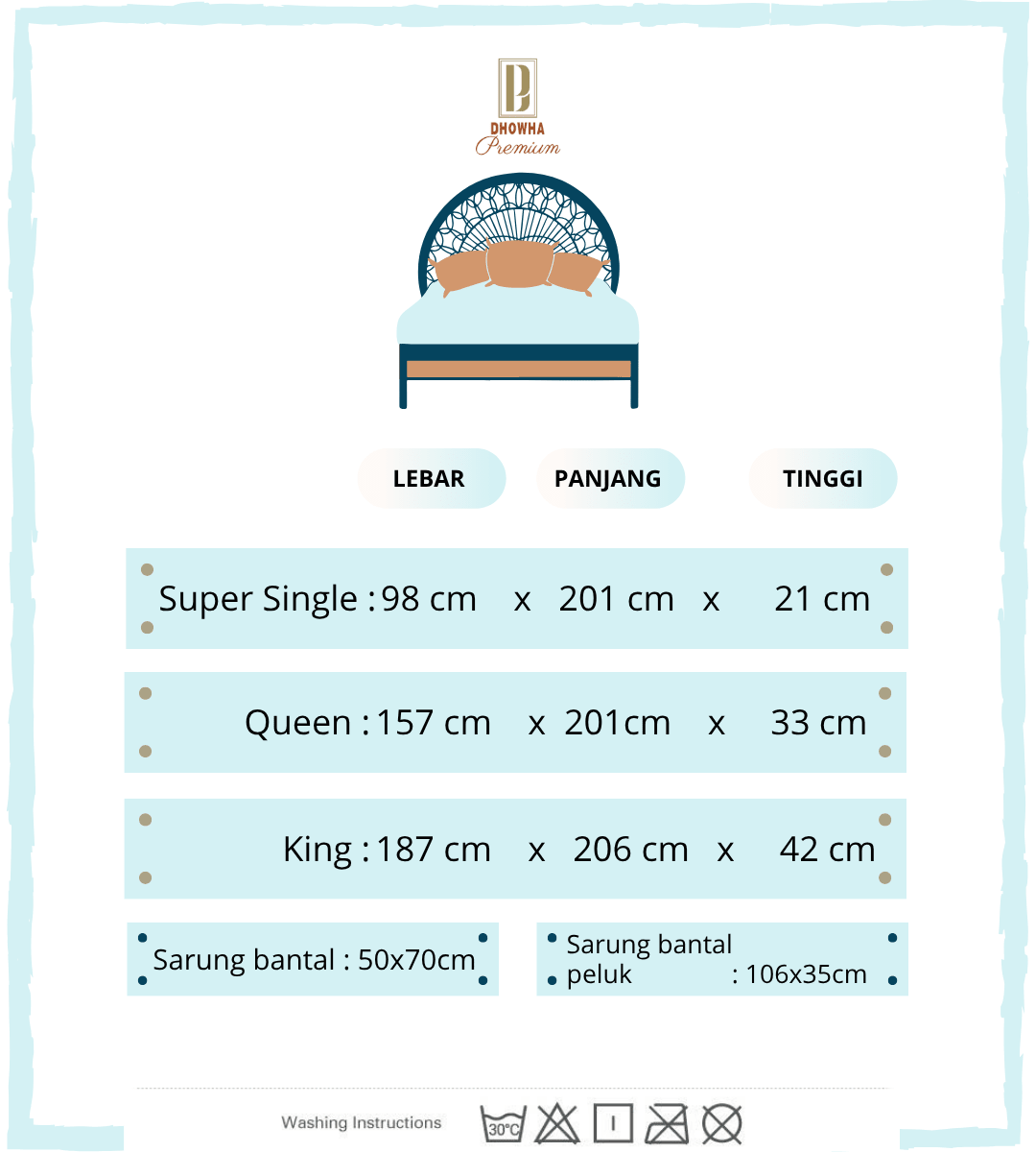 (Lab Tested by SIRIM) CADAR 100% COTTON Dhowha Pure - King | Queen | Super Single - Getah Keliling - dhowha